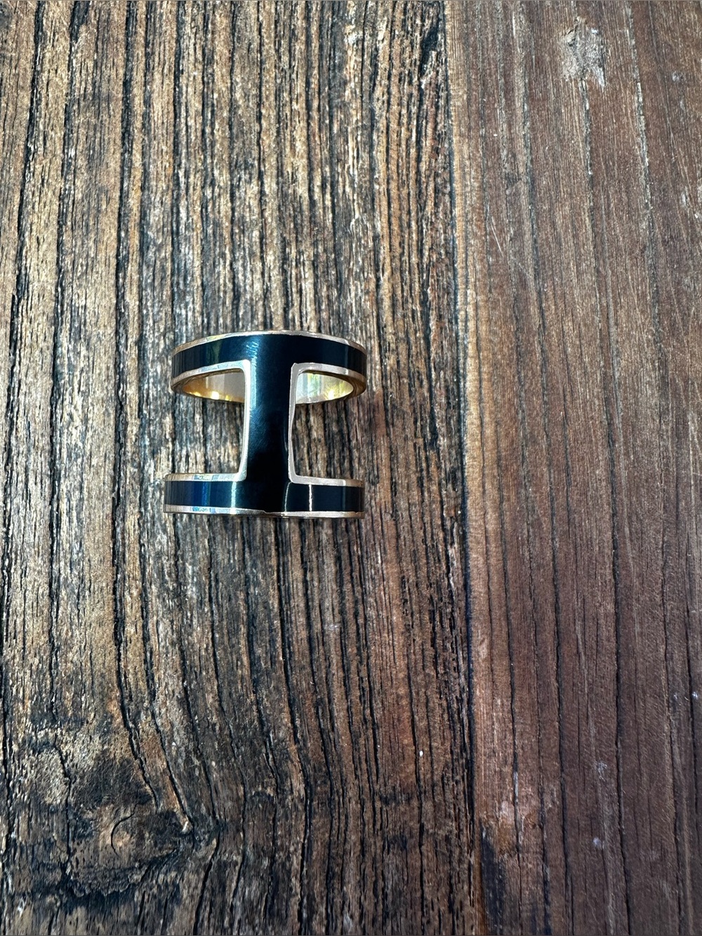 Black and Gold Open Band scarf Ring for Women